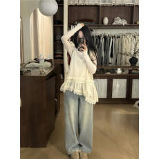 批发实拍 26早春小清新蕾丝<b class='q'>丝绒</b>吊带背心叠穿长袖打底衫两件套