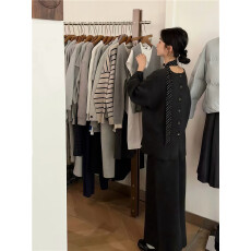 批发实拍秒发 大版型浣熊绒厚重高级感小香风软糯慵懒毛衣针织两件套