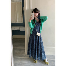 批发实拍 韩国碎花吊带法式复古小花边赠发圈宽松长裙<b class='q'>连衣裙</b>