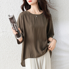 批发实拍L-5XL夏季新款五分袖衬衫女时尚新款<b class='q'>胖</b>MM<b class='q'>显瘦</b>上衣