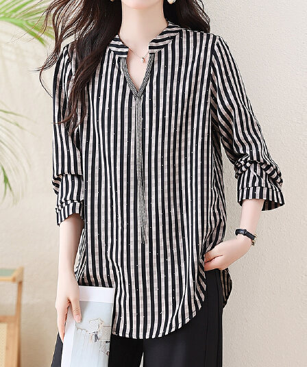 l-5xl 실사 빅 사이즈 여성 의류 품격 유럽 상품 긴팔 체크무늬 셔츠 익스트림 제인 디자인 센스 루즈핏 표지 고기