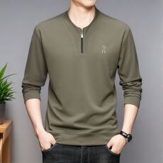 批发2025春季新款男士立领休闲<b class='q'>时尚</b>纯色百搭拉链圆领长袖卫衣t恤上衣