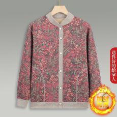 批发中<b class='q'>老年</b>人保暖衣女奶奶秋冬<b class='q'>外套</b>加绒妈妈洋气上衣老人衣服开衫