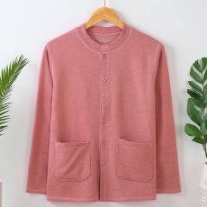 批发中<b class='q'>老年</b>女德绒保暖开衫内衣秋冬加厚大码系扣衣服妈妈居家服
