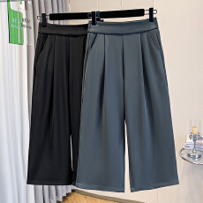 批发实拍大码<b class='q'>女</b>装胖MM2026夏季新款休闲宽松直筒垂感西装薄款七分裤