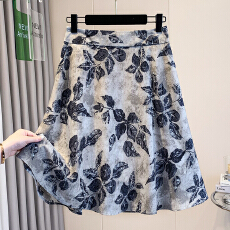 实拍大码女装胖MM2026夏季新款薄款高腰显瘦时尚碎花中裙半身裙