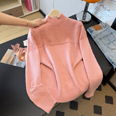 批发实拍<b class='q'>秋</b>冬加厚大码甜美温柔风重工钉珠高级感提花针织衫打底上衣女