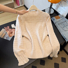 批发实拍秋冬加厚<b class='q'>大码</b>甜美温柔风重工钉珠高级感提花<b class='q'>针织衫</b>打底上衣女