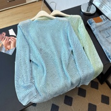 批发实拍大码薄款镂空勾花透视感洋气慵懒针织上衣胖MM显瘦防晒罩衫女