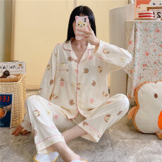 批发小叮当韩版少女春秋款甜美可爱波点睡衣<b class='q'>夏季</b>休闲家居服<b class='q'>套装</b>