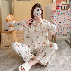 批发小叮当韩版卡通少女春秋款甜美可爱小熊睡衣<b class='q'>夏季</b>休闲家居服<b class='q'>套装</b>