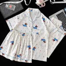 批发小叮当云朵棉<b class='q'>韩版</b>少女甜美可爱长袖夏睡衣女春秋三件套家居服套<b class='q'>装</b>