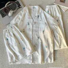 批发小叮当云朵棉<b class='q'>韩版</b>少女甜美可爱长袖夏睡衣女春秋三件套家居服套<b class='q'>装</b>