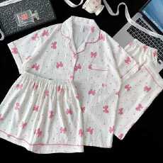 批发小叮当云朵棉<b class='q'>韩版</b>少女甜美可爱长袖夏睡衣女春秋三件套家居服套<b class='q'>装</b>