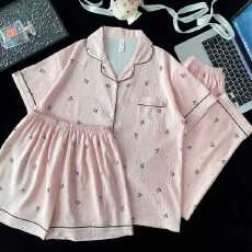 批发小叮当云朵棉<b class='q'>韩版</b>少女甜美可爱长袖夏睡衣女春秋三件套家居服套<b class='q'>装</b>