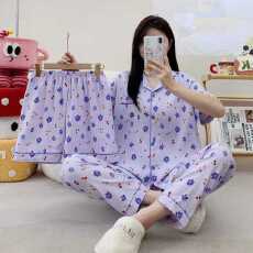 批发小叮当云朵棉<b class='q'>韩版</b>少女甜美可爱长袖夏睡衣女春秋三件套家居服套<b class='q'>装</b>