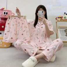 批发小叮当云朵棉韩版少女甜美<b class='q'>可爱</b>长袖夏<b class='q'>睡衣</b>女春秋三件套家居服套装