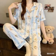 批发小叮当云朵棉韩版少女甜美<b class='q'>可爱</b>短袖长裤夏<b class='q'>睡衣</b>女春秋家居服套装
