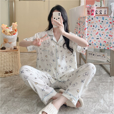 批发小叮当云朵棉韩版少女甜美<b class='q'>可爱</b>短袖长裤夏<b class='q'>睡衣</b>女春秋家居服套装