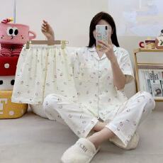 批发小叮当云朵棉韩版少女甜美<b class='q'>可爱</b>长袖夏<b class='q'>睡衣</b>女春秋三件套家居服套装