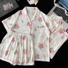批发小叮当云朵棉韩版少女甜美<b class='q'>可爱</b>长袖夏<b class='q'>睡衣</b>女春秋三件套家居服套装