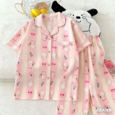 批发小叮当云朵棉韩版少女甜美<b class='q'>可爱</b>短袖长裤夏<b class='q'>睡衣</b>女春秋家居服套装