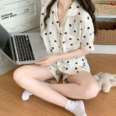 小叮当云朵棉韩版少女甜美可爱短袖短裤卡通夏季睡衣女家居服套装