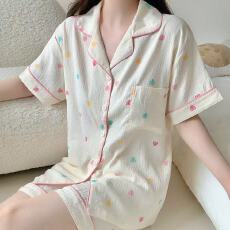 小叮当云朵棉韩版少女甜美可爱短袖短裤卡通夏季睡衣女家居服套装