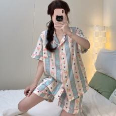 小叮当云朵棉韩版少女甜美可爱短袖短裤卡通夏季睡衣女家居服套装