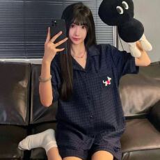 小叮当云朵棉韩版少女甜美可爱短袖短裤卡通夏季睡衣女家居服套装
