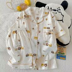 小叮当云朵棉韩版少女甜美可爱短袖短裤卡通夏季睡衣女家居服套装