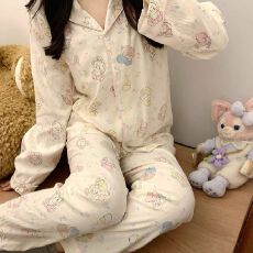 批发小叮当云朵棉长袖长<b class='q'>裤</b><b class='q'>韩版</b>少女甜美可爱卡通春秋睡衣女家居服套<b class='q'>装</b>