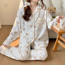 批发小叮当云朵棉长袖长<b class='q'>裤</b><b class='q'>韩版</b>少女甜美可爱卡通春秋睡衣女家居服套<b class='q'>装</b>