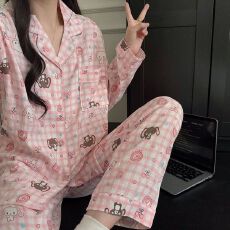 批发小叮当云朵棉长袖长<b class='q'>裤</b><b class='q'>韩版</b>少女甜美可爱卡通春秋睡衣女家居服套<b class='q'>装</b>