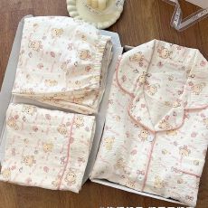 批发小叮当云朵棉睡衣女夏季新款<b class='q'>长裤</b>小翻领短袖短裤家居服春秋三件套