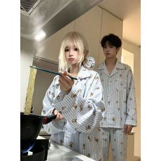 批发小叮当云朵棉情侣睡衣女春季长袖长裤男士开衫休闲家居服套装