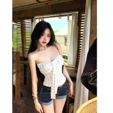 批发MR【人棉】白色抹胸背心女<b class='q'>夏</b>无袖紧身裹胸内搭纯欲风辣妹上衣外穿