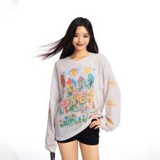 批发MR【原版 彩虹麻】<b class='q'>潮牌</b>手绘涂鸦罩衫上衣复古彩色打底薄透气长袖<b class='q'>T</b>