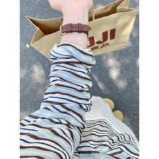 批发MR【雪花棉】韩系穿搭chic夏条纹<b class='q'>长袖</b>T恤女薄款防晒罩衫撞色上衣