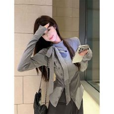 批发MR【原版做法】半<b class='q'>高领</b>绑带长T修身显瘦加厚保暖开叉<b class='q'>打底衫</b>女装