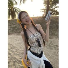 批发MR 无袖背心女内搭打底法式设计感气质短款修身辣妹抹胸上衣女