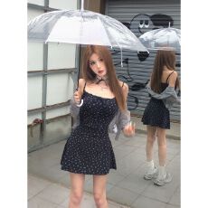 批发MR【原版做法】法式蓝色吊带碎花裙<b class='q'>夏季</b>法式连衣裙设计感辣妹裙子