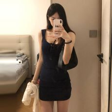 批发MR【原版提花】纯欲辣妹吊带包臀连衣裙子夏女收腰修身小个子<b class='q'>短裙</b>