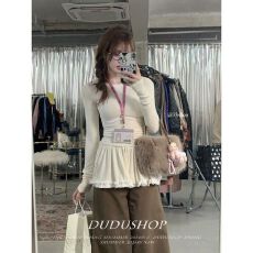 批发MR 蕾丝拼接裙摆T恤<b class='q'>打底衫</b>内搭女冬季设计感小众<b class='q'>中长款</b>绝美上衣