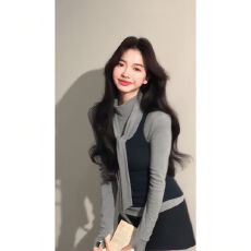 批发MR【原版品质两件套】学院风套装女设计感领带半高领打底衫<b class='q'>背心</b>