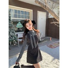 批发MR【原版做法】复古连衣裙女秋季梨形身材波点背带裙显瘦短裙子