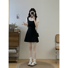 批发实拍 2026夏季新胖mm休闲设计感拼接假两件固色收腰显瘦<b class='q'>连衣裙</b>