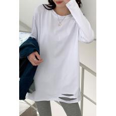 批发白色<b class='q'>中长款</b>叠穿<b class='q'>打底衫</b>女内搭纯棉长袖t恤洋气宽松韩版女装