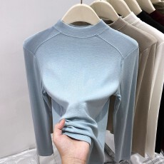 批发秋冬立领打底衫女2025新款修身中领内搭上衣韩版百搭纯色<b class='q'>长袖</b><b class='q'>T</b><b class='q'>恤</b>