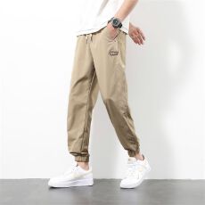 批发实拍2025夏季新款潮牌休闲裤男宽松束脚松紧腰休闲长裤子